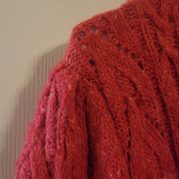 Vintage Orange-Red pointelle cardigan sweater from Anthropologie (approx M) - Picture 6 of 12